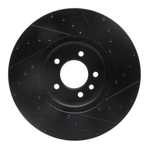 Land Rover Range Rover Brake Rotor (1) - Front Left - R1 Concepts - Drilled & Slotted - Black - `18-`20